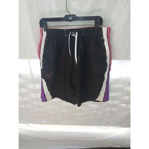 RS Surf Mens Size Large Black Multicolor Mesh Lined Swim Trunks.